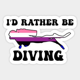 I'd Rather Be Diving: Genderfluid Pride Sticker